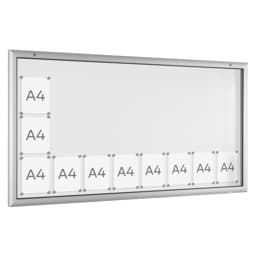 Flacher XXL-Außen-Schaukasten in silber / weiß für die Wand Flacher XXL-Außen-Schaukasten in silber / weiß für die Wand