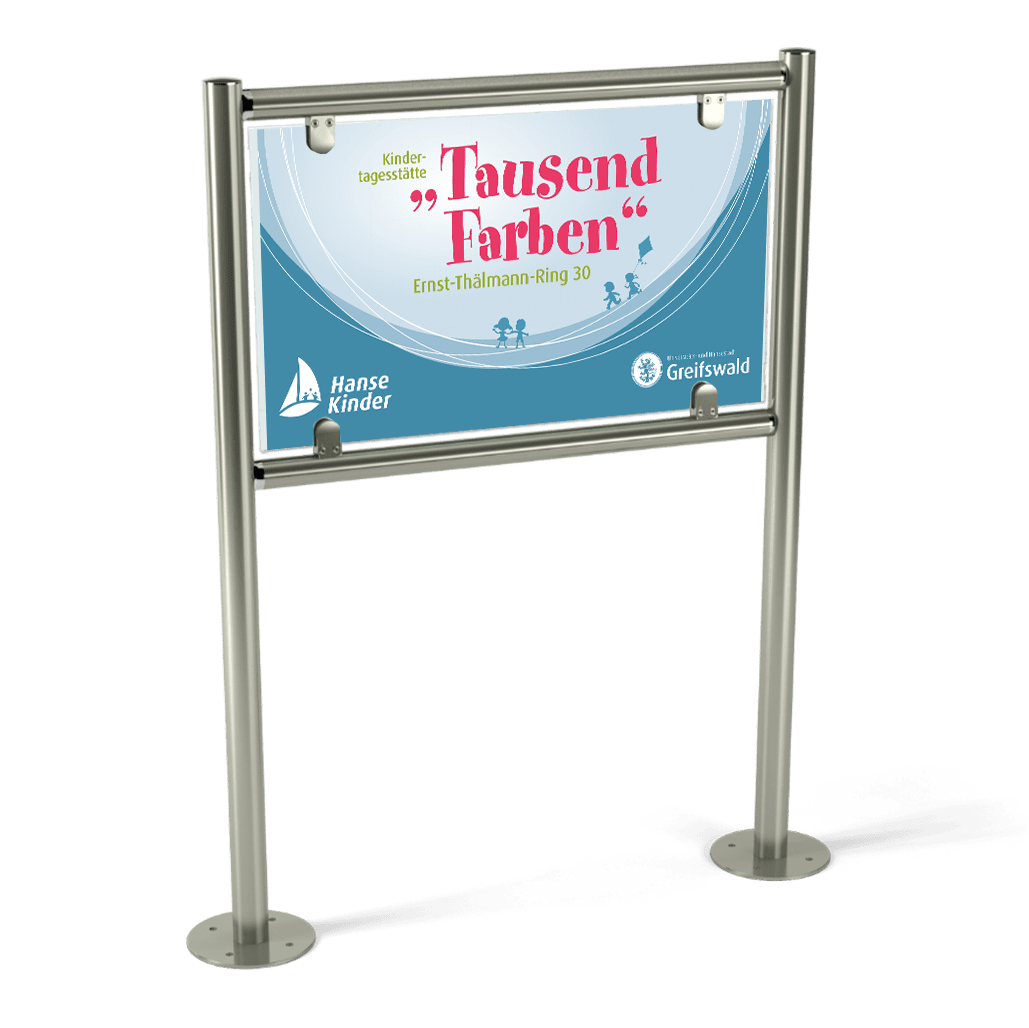 Edelstahl-Firmenschild für Kinder-Tagesstätte in Edeltahl