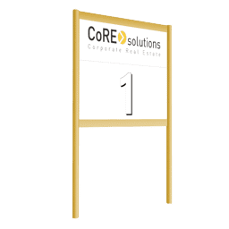 Standschild mit in Unternehmens-Farbe lackeirten Ständern Standschild mit in Unternehmens-Farbe lackeirten Ständern