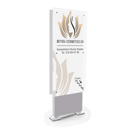 Glaspylon mit überstehender Werbefläche Glaspylon mit überstehender Werbefläche