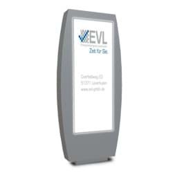 Gewölbter Werbepylon mit vollflächigem Leuchtkasten Gewölbter Werbepylon mit vollflächigem Leuchtkasten