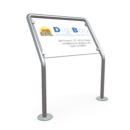 Zeige Details für Pultform Infotafel Madrid mit Dibond-Werbetafel Bild von Pultform Infotafel Madrid mit Dibond-Werbetafel