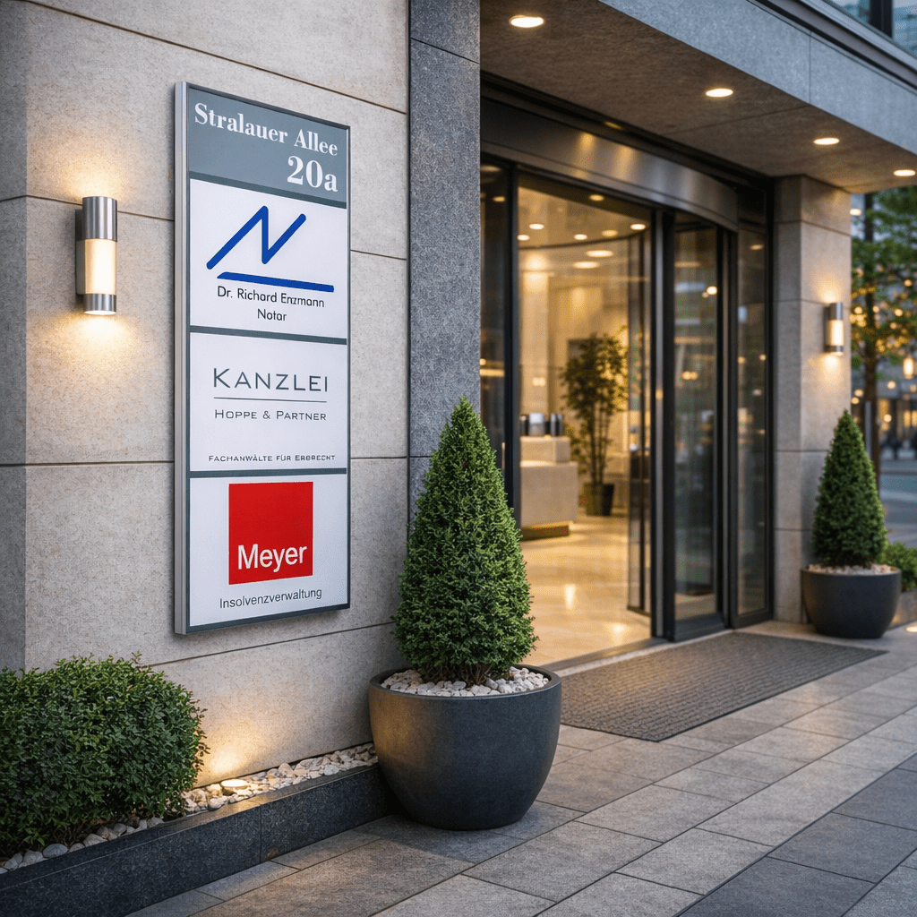 Firmen-Wegweiser 1-Spaltung mit mehreren Schildern untereinander