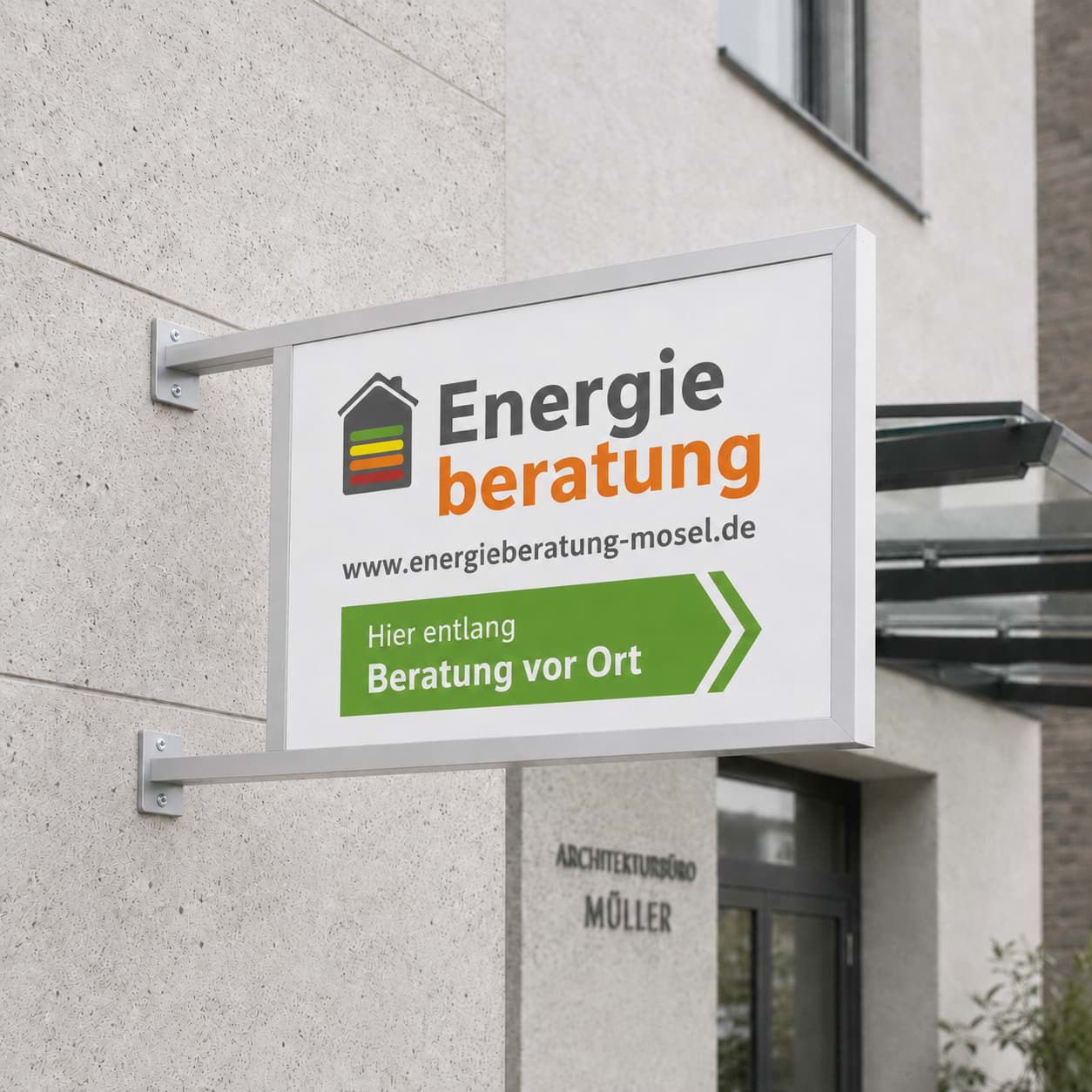 Wandausleger für Werbeschilder mit Druck inklusive UV-Schutz und Schutz-Laminat