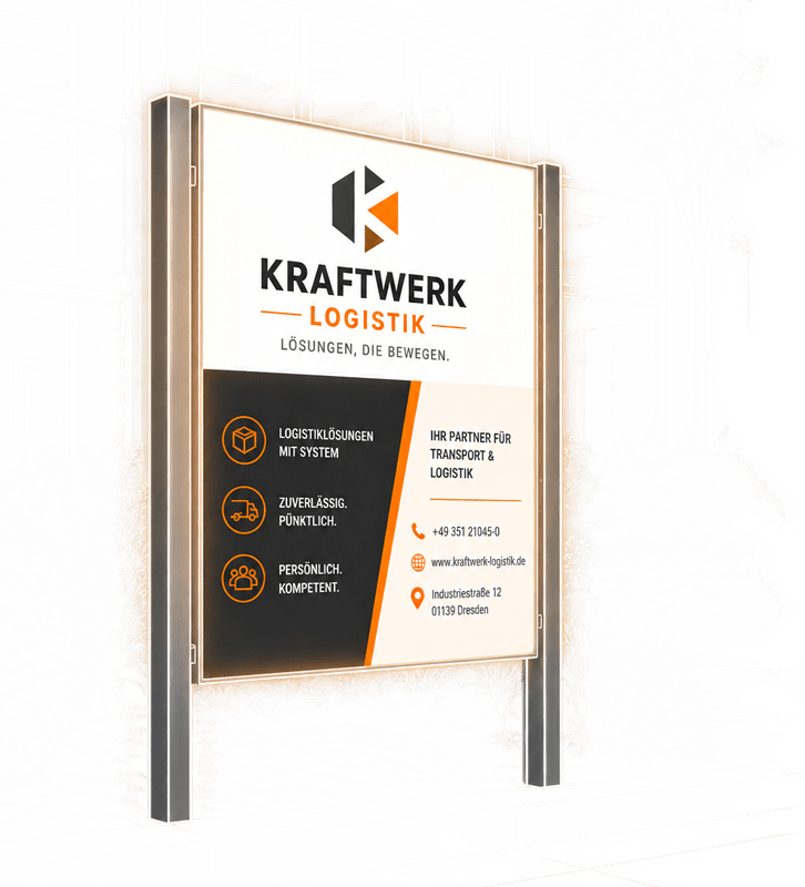 Stand-Leuchtkasten als beleuchtete Firmen-Außenwerbung