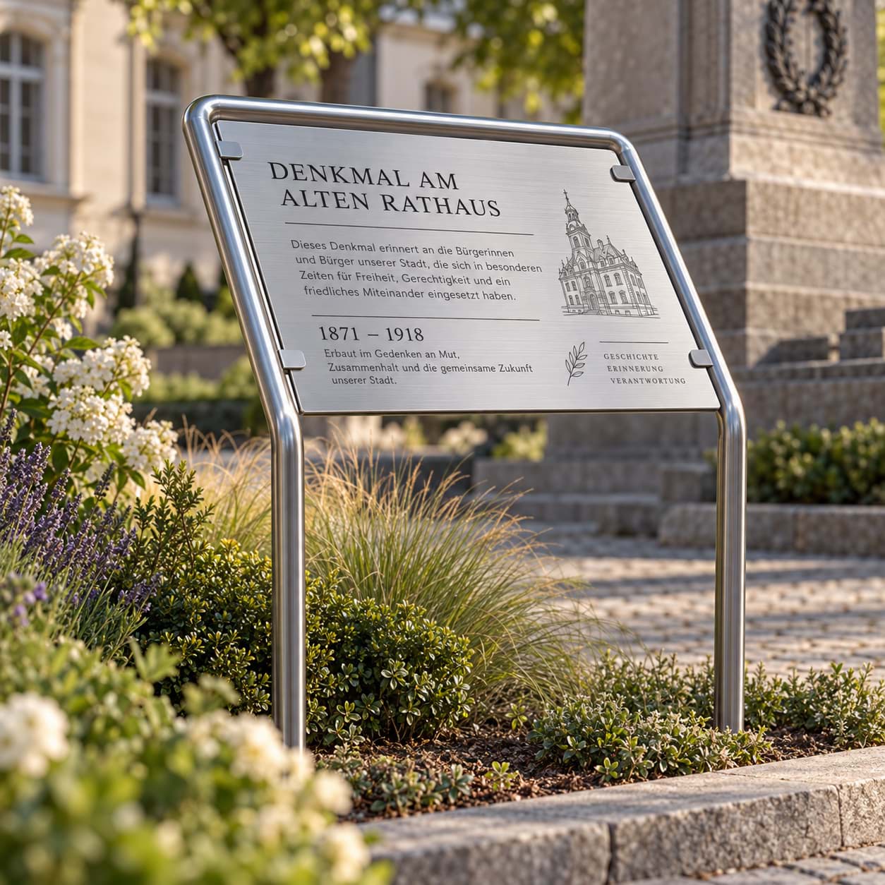 Infotafel, z.B. zur Denkmal-Beschilderung | Hier: An altem Rathaus