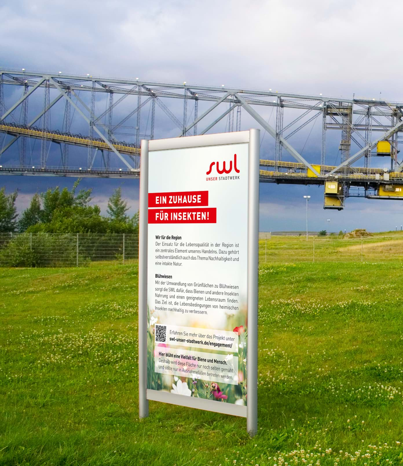 Standschild-Infotafel für Insekten-Wiese