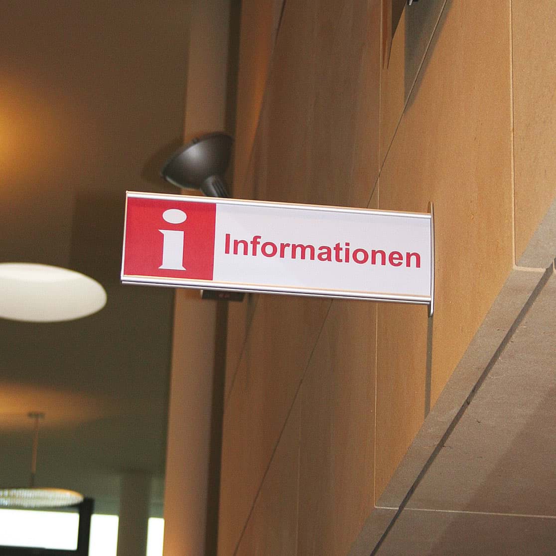 Fahnenschild zur Orientierungs-Beschilderung zur Information im Gebäude