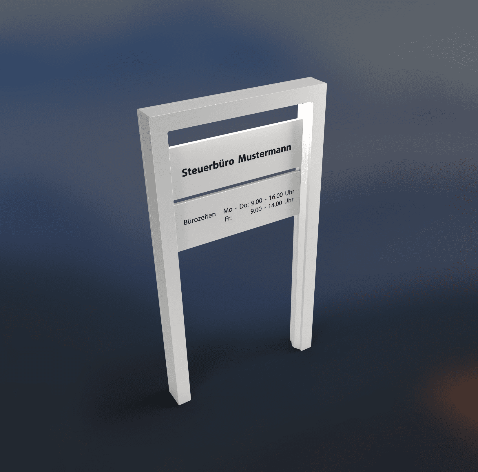 Firmenschild LUX mit unsichtbarer LED-Beleuchtung